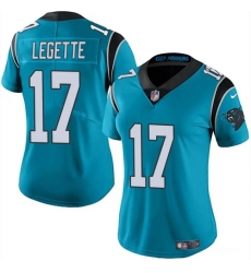 Women Carolina Panthers 17 Xavier Legette Blue Vapor Stitched Jersey