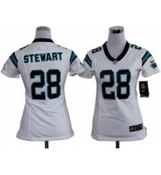 Women Nike Carolina Panthers #28 Jonathan Stewart White Nike NFL Jerseys