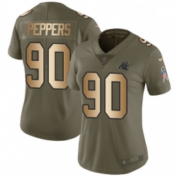 Womens Nike Carolina Panthers 90 Julius Peppers Limited OliveGold 2017 Salute to Service NFL Jersey