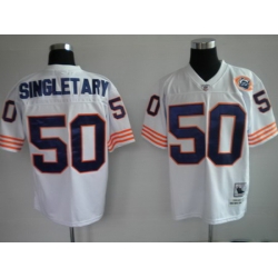 Chicago Bears 50 Singletary white throwback Jerseys