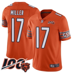 Men Chicago Bears 17 Anthony Miller Orange Alternate 100th Season Limited Football Jersey