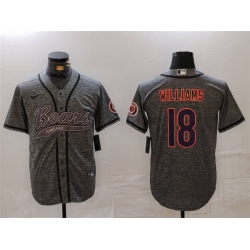 Men Chicago Bears 18 Caleb Williams Grey With Patch Cool Base Stitched Baseball Jersey