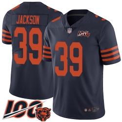 Men Chicago Bears 39 Eddie Jackson Limited Navy Blue Rush Vapor Untouchable 100th Season Football Jersey