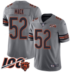 Men Chicago Bears 52 Khalil Mack Limited Silver Inverted Legend 100th Season Football Jersey