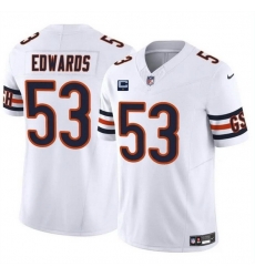 Men Chicago Bears 53 T J  Edwards White 2024 F U S E  With 1 Star C Patch Vapor Untouchable Limited Stitched Football Jersey