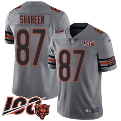 Men Chicago Bears 87 Adam Shaheen Limited Silver Inverted Legend 100th Season Football Jersey