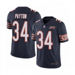 Mens Chicago Bears 34 Walter Payton Navy Blue Team Color 100th Season Limited Football Jersey