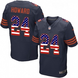 Mens Nike Chicago Bears 24 Jordan Howard Elite Navy Blue Alternate USA Flag Fashion NFL Jersey