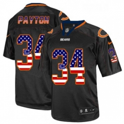 Mens Nike Chicago Bears 34 Walter Payton Elite Black USA Flag Fashion NFL Jersey