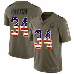 Mens Nike Chicago Bears 34 Walter Payton Limited OliveUSA Flag Salute to Service NFL Jersey