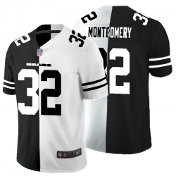 Nike Bears 32 David Montgomery Black And White Split Vapor Untouchable Limited Jersey