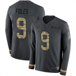 Nike Bears 9 Nick Foles Anthracite Salute to Service Men Stitched NFL Limited Therma Long Sleeve Jersey