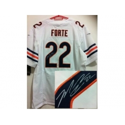 Nike Chicago Bears 22 Matt Forte White Elite Signed NFL Jersey