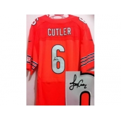 Nike Chicago Bears 6 Jay Cutler Orange Elite Signed NFL Jersey