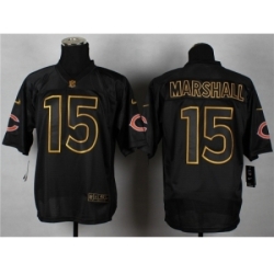 Nike chicago bears 15 brandon marshall black Elite gold lettering NFL Jersey