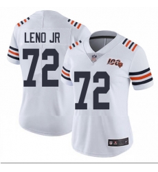 Bears 72 Charles Leno Jr White Alternate Women Stitched Football Vapor Untouchable Limited 100th Season Jersey