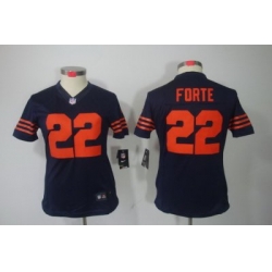 Nike Women Chicago Bears #22 Matt Forte Blue Color[Women Limited Jerseys]Orange Number