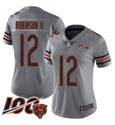 Women Chicago Bears 12 Allen Robinson Limited Silver Inverted Legend 100th Season Football Jersey