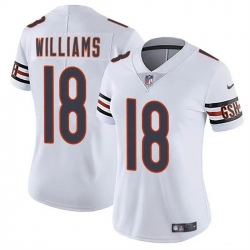 Women Chicago Bears 18 Caleb Williams White 2024 Draft Vapor Stitched Jersey