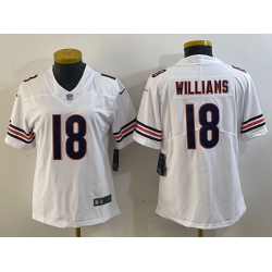 Women Chicago Bears 18 Caleb Williams white 2024 Draft Vapor Stitched Jerseys