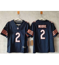 Women Chicago Bears 2 DJ Moore Navy 2024 F U S E Vapor Stitched Jersey 
