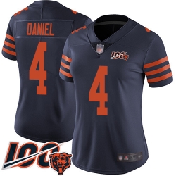 Women Chicago Bears 4 Chase Daniel Limited Navy Blue Rush Vapor Untouchable 100th Season Football Jersey