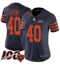 Women Chicago Bears 40 Gale Sayers Limited Navy Blue Rush Vapor Untouchable 100th Season Football Jersey