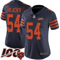 Women Chicago Bears 54 Brian Urlacher Limited Navy Blue Rush Vapor Untouchable 100th Season Football Jersey