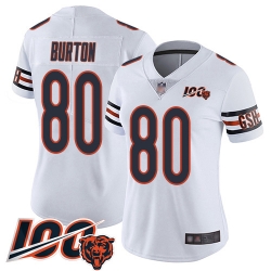 Women Chicago Bears 80 Trey Burton White Vapor Untouchable Limited Player 100th Season Football Jersey