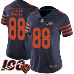 Women Chicago Bears 88 Riley Ridley Limited Navy Blue Rush Vapor Untouchable 100th Season Football Jersey