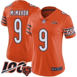 Women Chicago Bears 9 Jim McMahon Orange Alternate 100th Season Limited Football Jersey