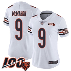 Women Chicago Bears 9 Jim McMahon White Vapor Untouchable Limited Player 100th Season Football Jersey