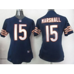 Women Nike Chicago Bears 15 Marshall Blue Nike NFL Game Jerseys