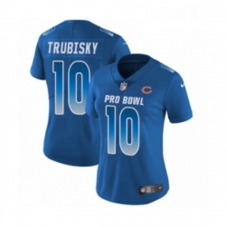 Womens Chicago Bears 10 Mitchell Trubisky Limited Royal Blue NFC 2019 Pro Bowl Football Jersey