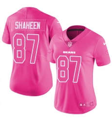 Womens Nike Bears #87 Adam Shaheen Pink  Stitched NFL Limited Rush Fashion Jersey