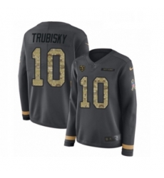 Womens Nike Chicago Bears 10 Mitchell Trubisky Limited Black Salute to Service Therma Long Sleeve NFL Jersey