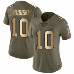 Womens Nike Chicago Bears 10 Mitchell Trubisky Limited OliveGold Salute to Service NFL Jersey