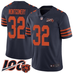 Youth Chicago Bears 32 David Montgomery Limited Navy Blue Rush Vapor Untouchable 100th Season Football Jersey