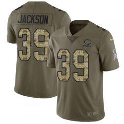 Youth Nike Bears #39 Eddie Jackson Olive Camo Stitched NFL Limited 2017 Salute to Service Jersey