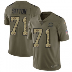 Youth Nike Bears #71 Josh Sitton Olive Camo Stitched NFL Limited 2017 Salute to Service Jersey