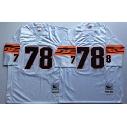 Bengals 78 Anthony Munoz White Throwback Jersey