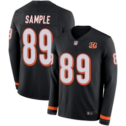 Bengals 89 Drew Sample Black Team Color Men Stitched Football Limited Therma Long Sleeve Jersey