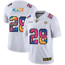 Cincinnati Bengals 28 Joe Mixon Men White Nike Multi Color 2020 NFL Crucial Catch Limited NFL Jersey