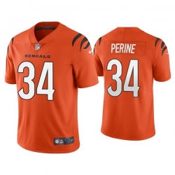 Men Cincinnati Bengals 34 Samaje Perine 2021 Orange Vapor Untouchable Limited Stitched Jersey