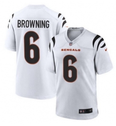 Men Cincinnati Bengals 6 Jake Browning White Stitched Game Jersey