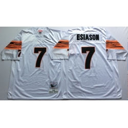 Men Cincinnati Bengals 7 Boomer Esiason White M&N Throwback Jersey