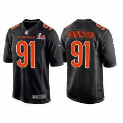 Men Cincinnati Bengals 91 Trey Hendrickson 2022 Black Super Bowl LVI Game Stitched Jersey