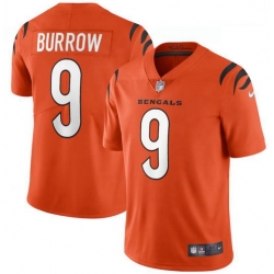 Men Nike Cincinnati Bengals 9 Joe Burrow Orange Vapor Limited Jersey