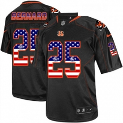 Mens Nike Cincinnati Bengals 25 Giovani Bernard Elite Black USA Flag FashionNFL Jersey