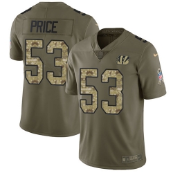 Nike Bengals #53 Billy Price Olive Camo Mens Stitched NFL Limited 2017 Salute To Service Jersey